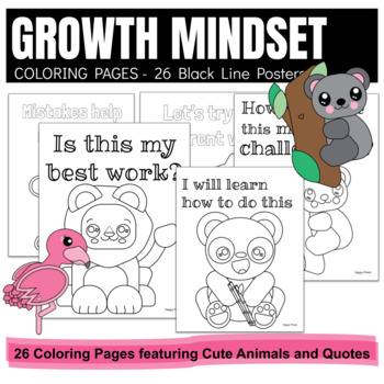 Preview of Growth Mindset Coloring Pages / Self Esteem Activities / Calming Corner
