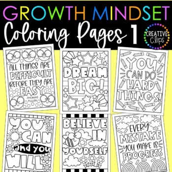 Preview of Growth Mindset Coloring Pages- Set 1 {Made by Creative Clips Clipart}