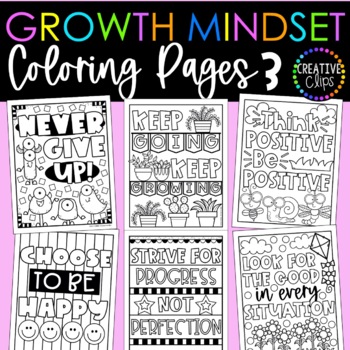 Preview of Growth Mindset Coloring Pages- Set 3 {Made by Creative Clips Clipart}
