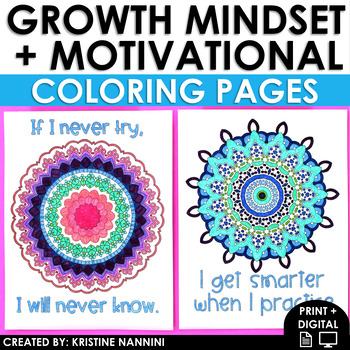 Preview of Growth Mindset Coloring Pages | SEL Test Prep Test Motivation