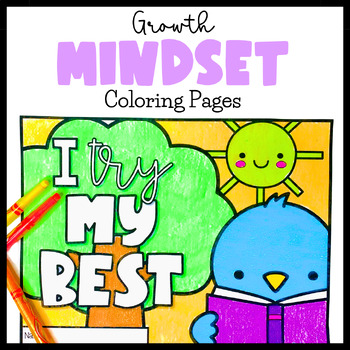 Preview of Growth Mindset Coloring Pages for Kids Printables for Social Emotional Learning