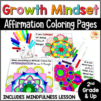 Preview of Growth Mindset Coloring Pages Activity: Positive Affirmations Posters for Kids