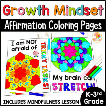 Preview of Growth Mindset Coloring Pages Activities: Daily Positive Affirmations for Kids