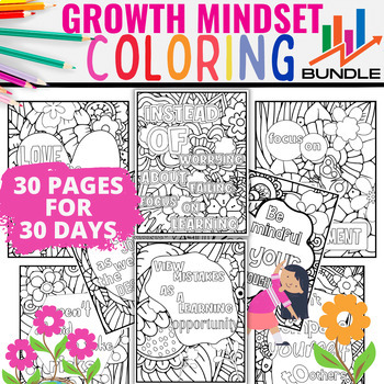 Preview of Growth Mindset Coloring Sheets For 30 Days BUNDLE