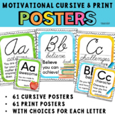 Growth Mindset Cursive Alphabet Posters Bright Classroom B