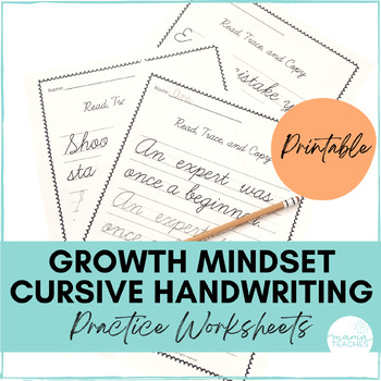Growth Mindset Cursive Handwriting Practice by MamaTeachesStore | TpT