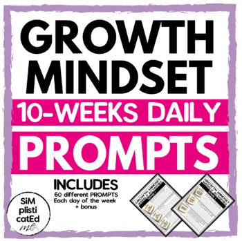 Preview of Growth Mindset Journal | 10 Weeks Daily Prompts | Positive Affirmations