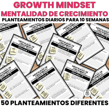 Preview of Growth Mindset Daily Prompts | Mentalidad de Crecimiento Planteamientos Diarios