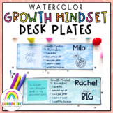 Growth Mindset Desk plates | Name plates Watercolor theme