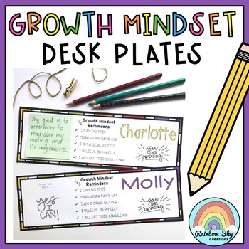 Preview of Growth Mindset Desk tags | Name plates 