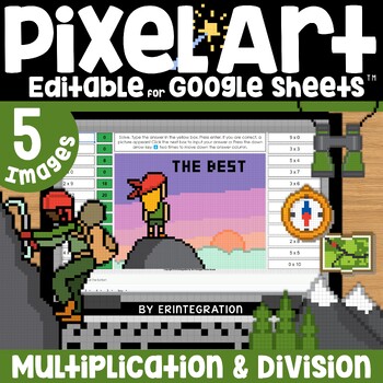 Preview of Growth Mindset Pixel Art Math Multiplication & Division Facts on Google Sheets