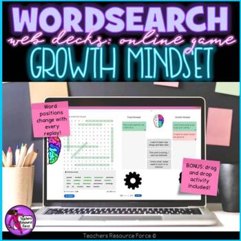 Preview of Growth Mindset Digital Word Search online game for distance learning
