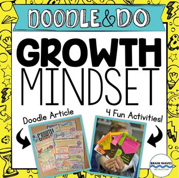 Preview of Growth Mindset Doodle Article, Doodle Notes, and Activities