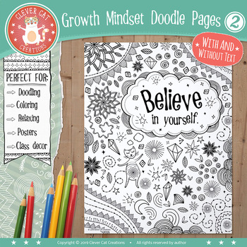 Preview of Growth Mindset Doodle Coloring Pages 2