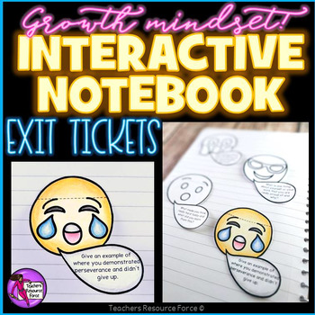 Preview of Growth Mindset Emoji Interactive Notebook Exit Tickets - editable!