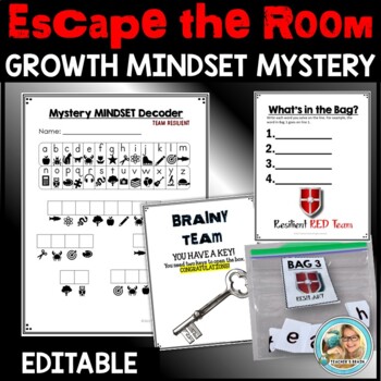 Preview of End of the Year Growth Mindset Escape Room | EDITABLE | Digital Included