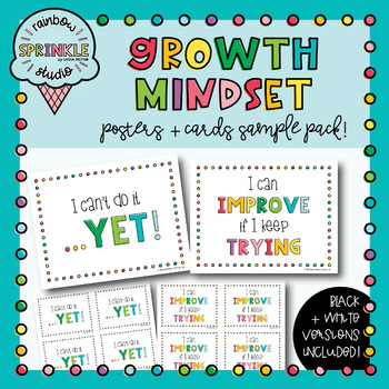 Preview of Growth Mindset FREEBIE - Posters + Cards