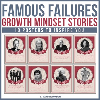 Preview of Growth Mindset Stories: Famous Failures Posters in Retro Design