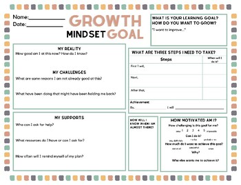 Growth Mindset Goal Setting Worksheet by ELA with Mx Harris | TPT