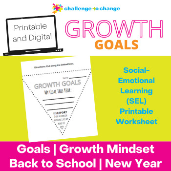 Preview of Growth Mindset Goals Printable Worksheet | SEL Activity | Download