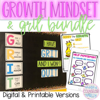 Preview of Growth Mindset & Grit Bundle, Digital & Printable Activities
