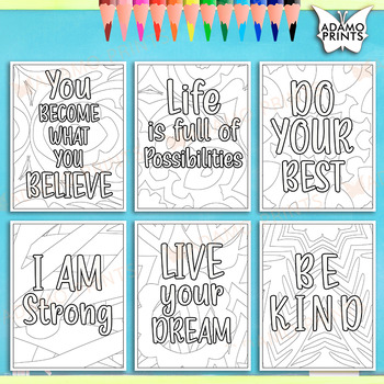 Growth Mindset Hand Drawn Coloring Affirmations Motivation Inspiration ...