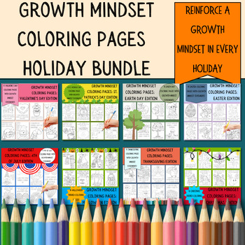Preview of Growth Mindset Holidays Bundle
