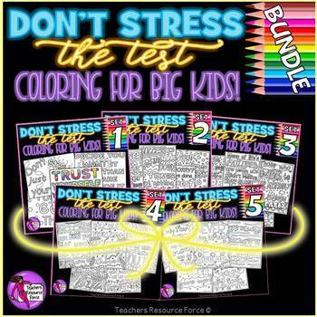Preview of Growth Mindset Inspirational Coloring Pages: Don't Stress The Test BUNDLE