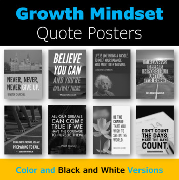 Growth Mindset Inspirational Quote Poster Set - Motivational SEL ...