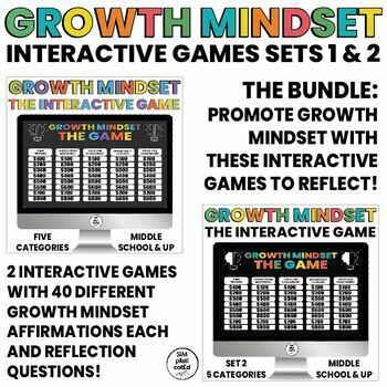 Preview of Growth Mindset Interactive Games | Reflections | Affirmations | SETS BUNDLE