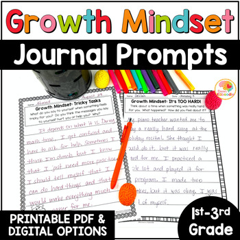 Preview of Growth Mindset Journal Prompts: Daily Quick Writes Writing Activities 1st-3rd Gr