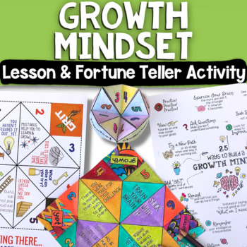 Preview of Growth Mindset Lesson + Fortune Tellers: Fun School Counseling & Classroom Game