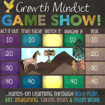 Preview of Growth Mindset Lesson: Fun, Interactive School Counseling Quiz Show style Game!