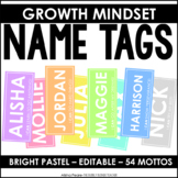 Growth Mindset Locker Desk Name Tags | Editable | Bright Pastel