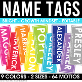 Growth Mindset Locker Tags | Desk Name Tags | Decor | Editable