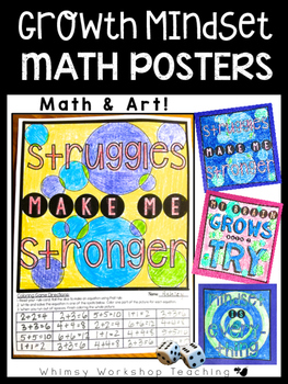 Preview of Growth Mindset MATH POSTERS to color