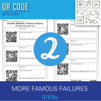 Preview of Growth Mindset *MORE* QR CODE Famous Failures - scavenger hunt!