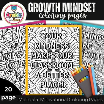 Preview of Growth Mindset Mandala Motivational Coloring Pages and Classroom Decor