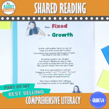 Preview of Shared Reading Passage & Lessons - Ontario Gr 4, 5, 6 - Growth Mindset