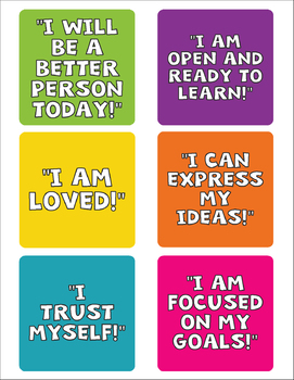 Growth Mindset, Mindfulness & Positive Mindset Affirmation Statement Cards