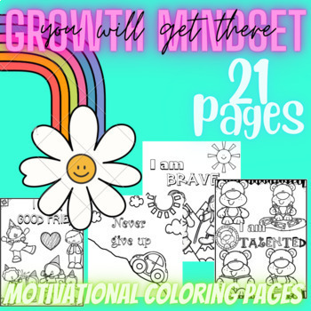 Preview of Growth Mindset Motivational Coloring to promote bravery, courage & mental health
