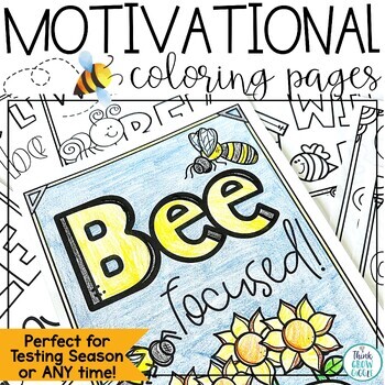 Preview of First Day of Summer School Bee Themed Coloring Pages Growth Mindset Posters