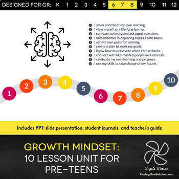 Preview of Neuroplasticity + Growth Mindset Unit: 10 lessons with PPT and student journals