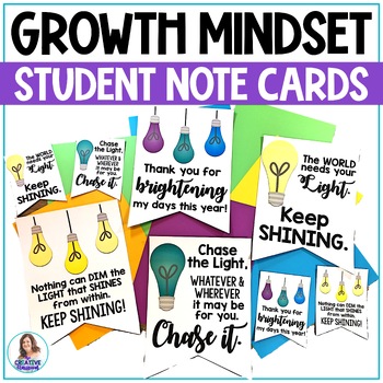 Preview of Growth Mindset Note Cards - End of the Year Note to Students - End of Year Gift