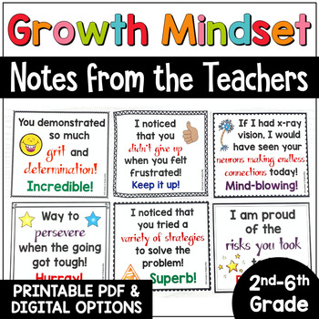 Growth Mindset Notes from the Teacher