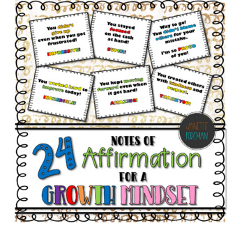 Preview of Growth Mindset Notes of Affirmation For Students From Teachers, Resilience