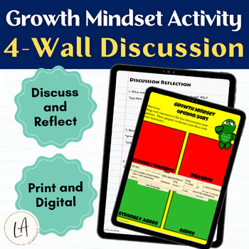 Preview of Growth Mindset vs. Fixed Mindset Activity Four Corners Discussion & Reflection
