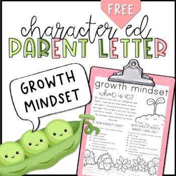 Preview of Growth Mindset Parent Letter | FREEBIE | Character Education | SEL 