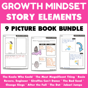 Preview of Growth Mindset Activities - Reading Comprehension with Picture Books - Bundle