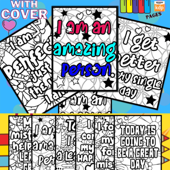 Preview of Growth Mindset Positive Affirmation Coloring Book For Kids,Self Confidence